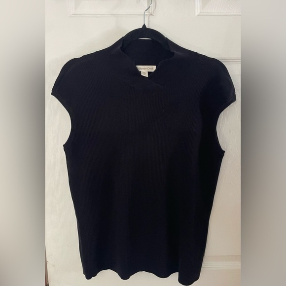 Coldwater Creek Tops - Coldwater Creek Black Cotton Knit Sleeveless Top Large